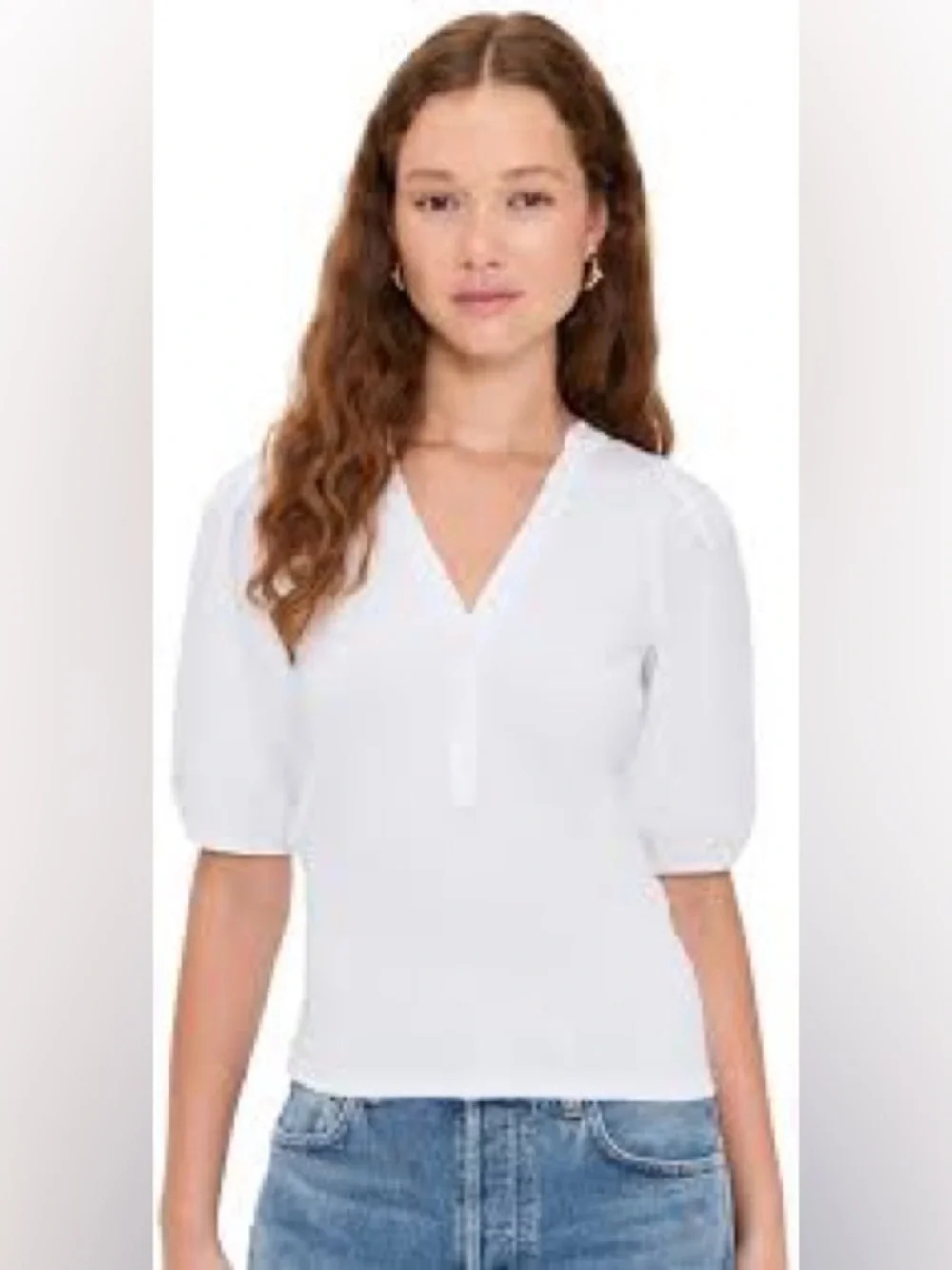 NWOT Madewell Puff-Sleeve Henley Knit Top, Size XXL